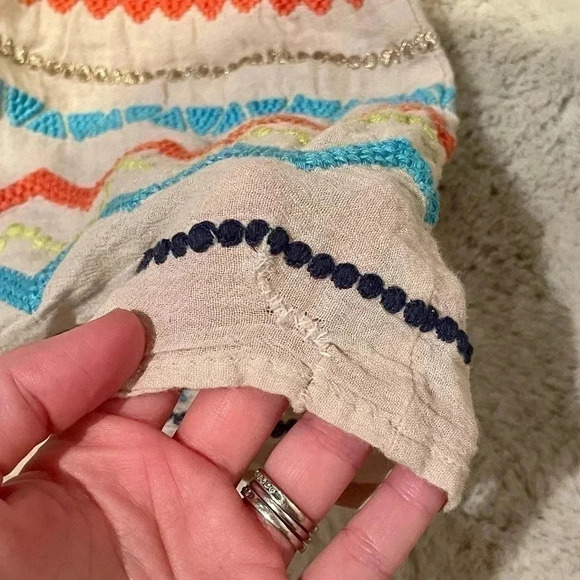 Peek Denver Embroidered Zig Zag Chevron Metallic Cotton Dress Sz: XS/2-3 - Picture 5 of 7